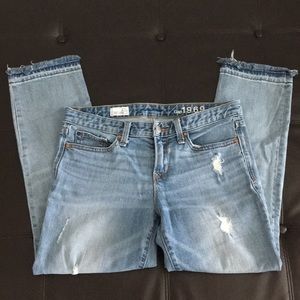 Gap cropped fringe jeans